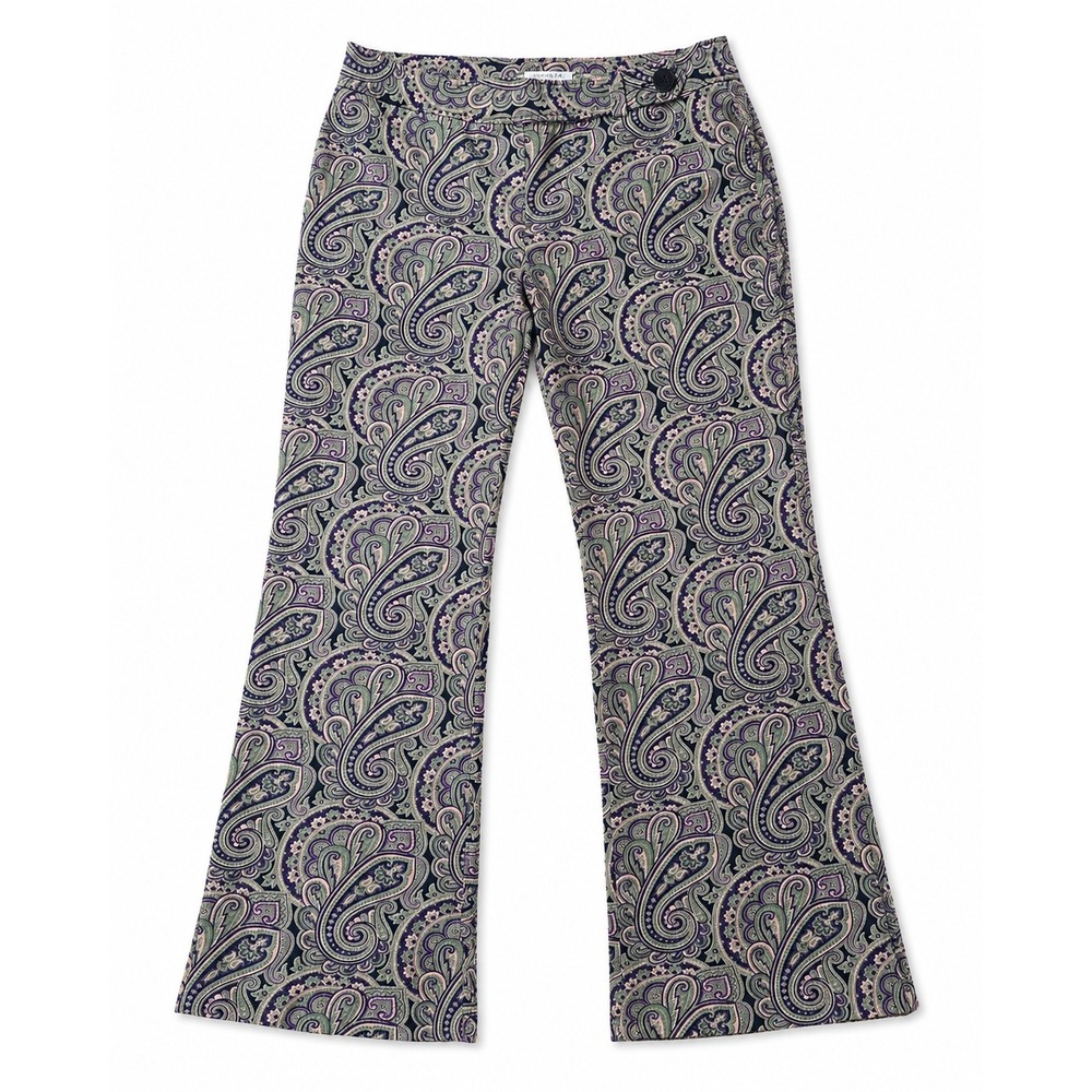 Harold's Paisley Flare Pants Women's Size 14 Purple Green Cotton Blend
